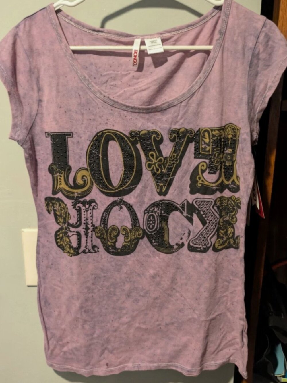 NWT Vintage Y2K Bongo Sears Woman's Love Rock T Shirt Size Large
